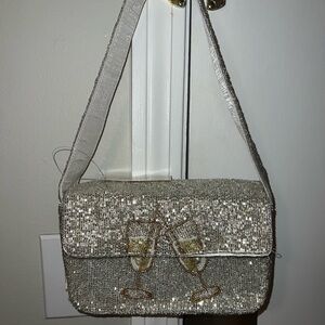 Champagne glass beaded evening purse NWT